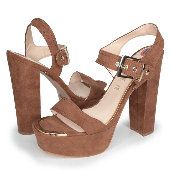 Primadonna Collection Platform Sandal 90s Heels Brown Gold Bratz Summer Boho - Picture 2 of 12